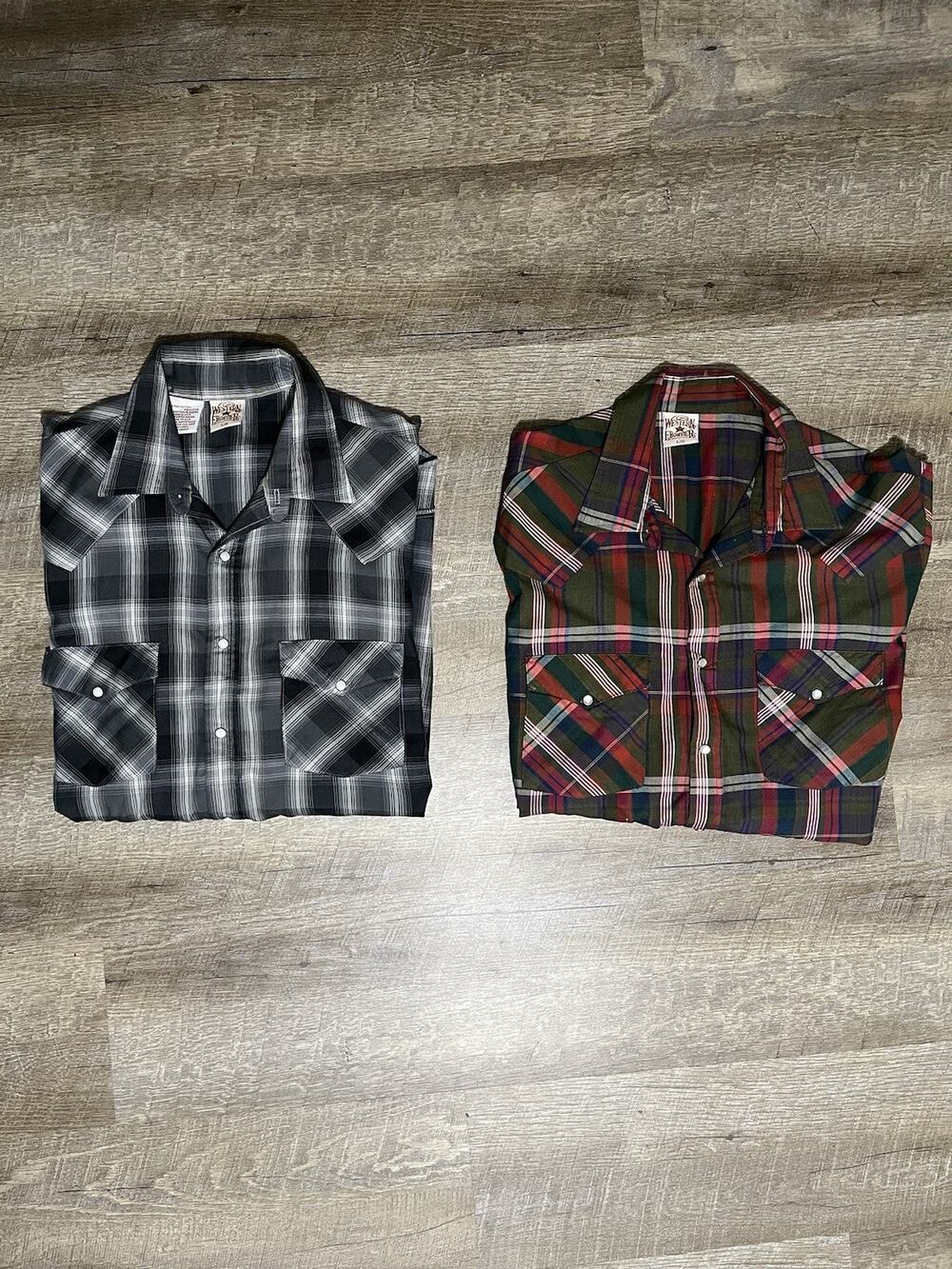 Western Frontier Pearl Snap Western Shirt Size L Made In USA Bundle